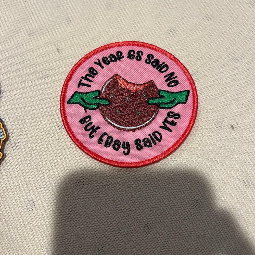 Pink and Red Embroidered Patch